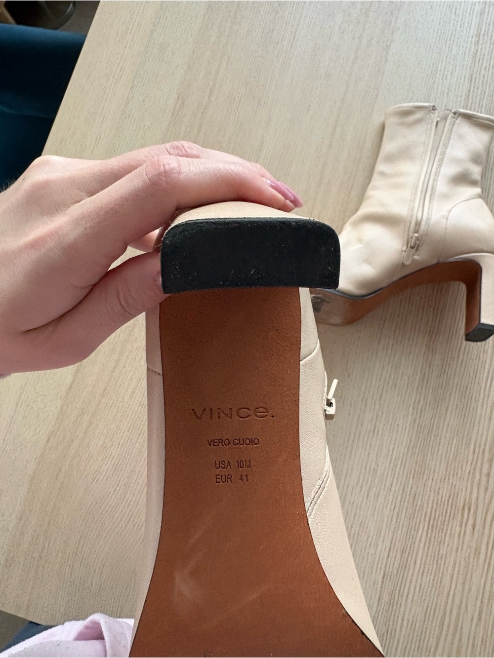 Vince Cream Pointed-Toe Mid-Calf Block Heel Boots - Picture 6 of 8